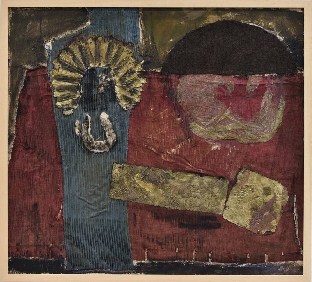 Untitled, oil on canvas, collage, 70 x 78 cm unknown (estimated late 60s early 70s)