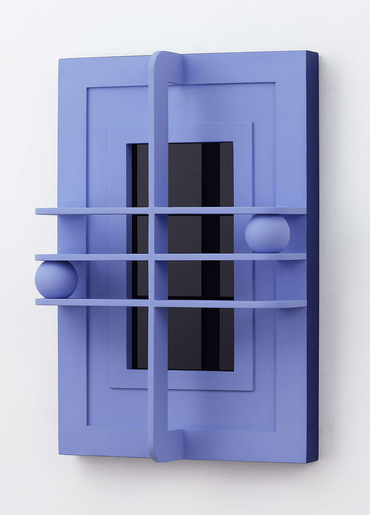 Royal Blue Window, 2022, wood, acrylic, plexiglass, 15x10 cm