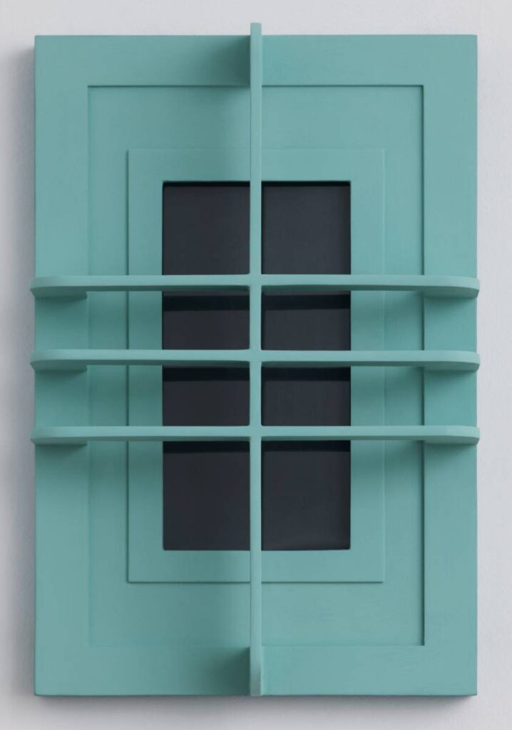 Turquoise Window 2020 Wood, acrylic, plexiglass 45 x 30 x 12 cm