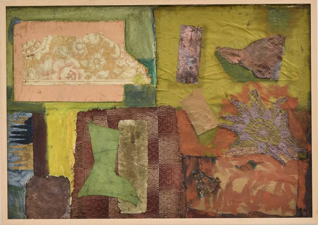 Untitled, oil on canvas, collage, 70x100cm, 1973