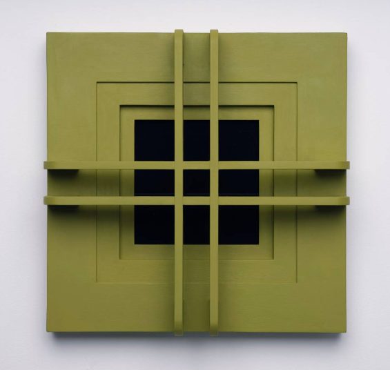 Green Cross, 2020, wood, acrylic, plexiglass, 44 x 44 x 5,5 cm