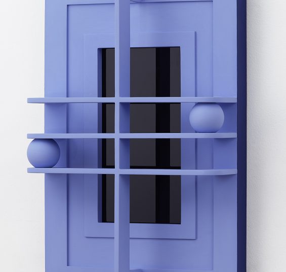 Royal Blue Window, 2022, wood, acrylic, plexiglass, 15x10 cm